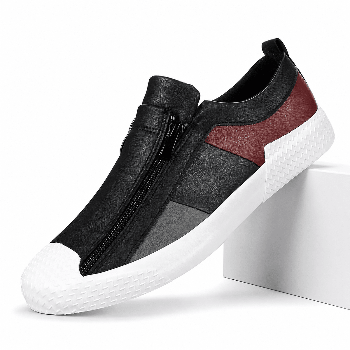Men's Leather Sneakers, Breathable and Elegant - Prescott Men's Leather Sneakers, Breathable and Elegant - Prescott Black White
