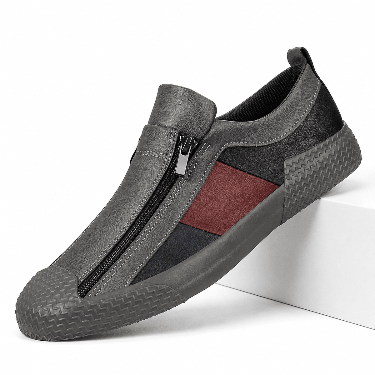 Men's Leather Sneakers, Breathable and Elegant - Prescott Men's Leather Sneakers, Breathable and Elegant - Prescott Gray