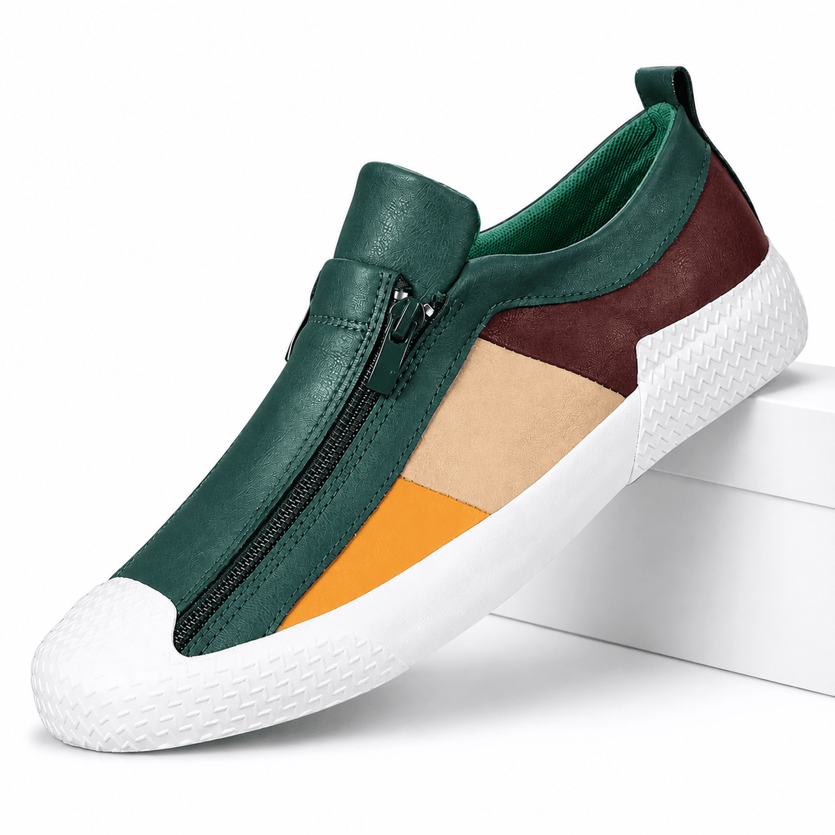 Men's Leather Sneakers, Breathable and Elegant - Prescott Men's Leather Sneakers, Breathable and Elegant - Prescott Green