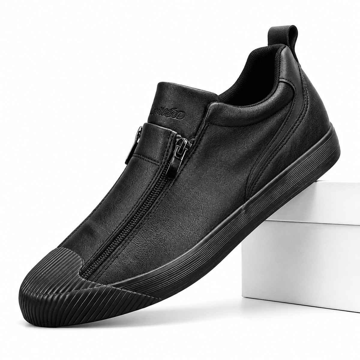 Men's Leather Sneakers with Modern and Versatile Design - Cormanio Men's Leather Sneakers with Modern and Versatile Design - Cormanio Black