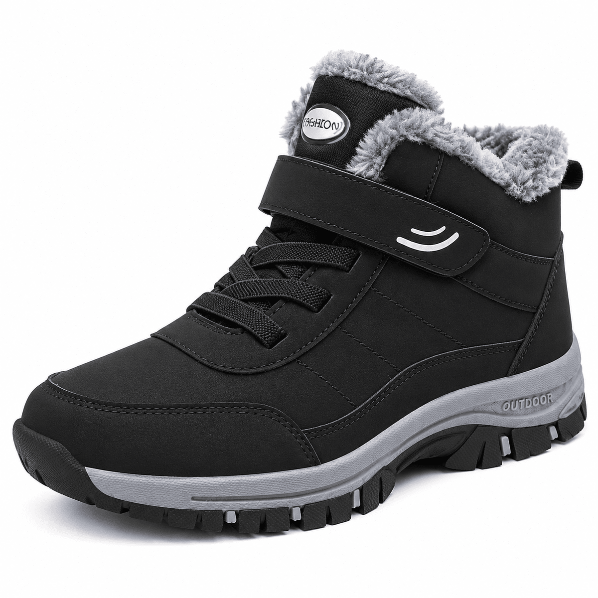 Men's Leather Winter Boots with Plush Lining, Non-Slip Lug Sole, and Waterproof Design – Dravorn Men's Leather Winter Boots with Plush Lining, Non-Slip Lug Sole, and Waterproof Design – Dravorn Black