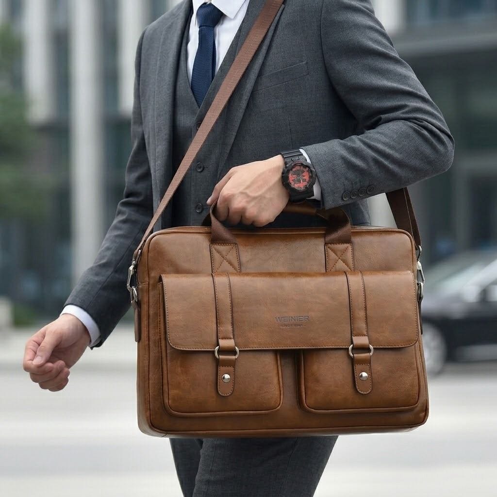 Men's Professional Leather Briefcase Laptop Bag - Raffaelo Men's Professional Leather Briefcase Laptop Bag - Raffaelo 