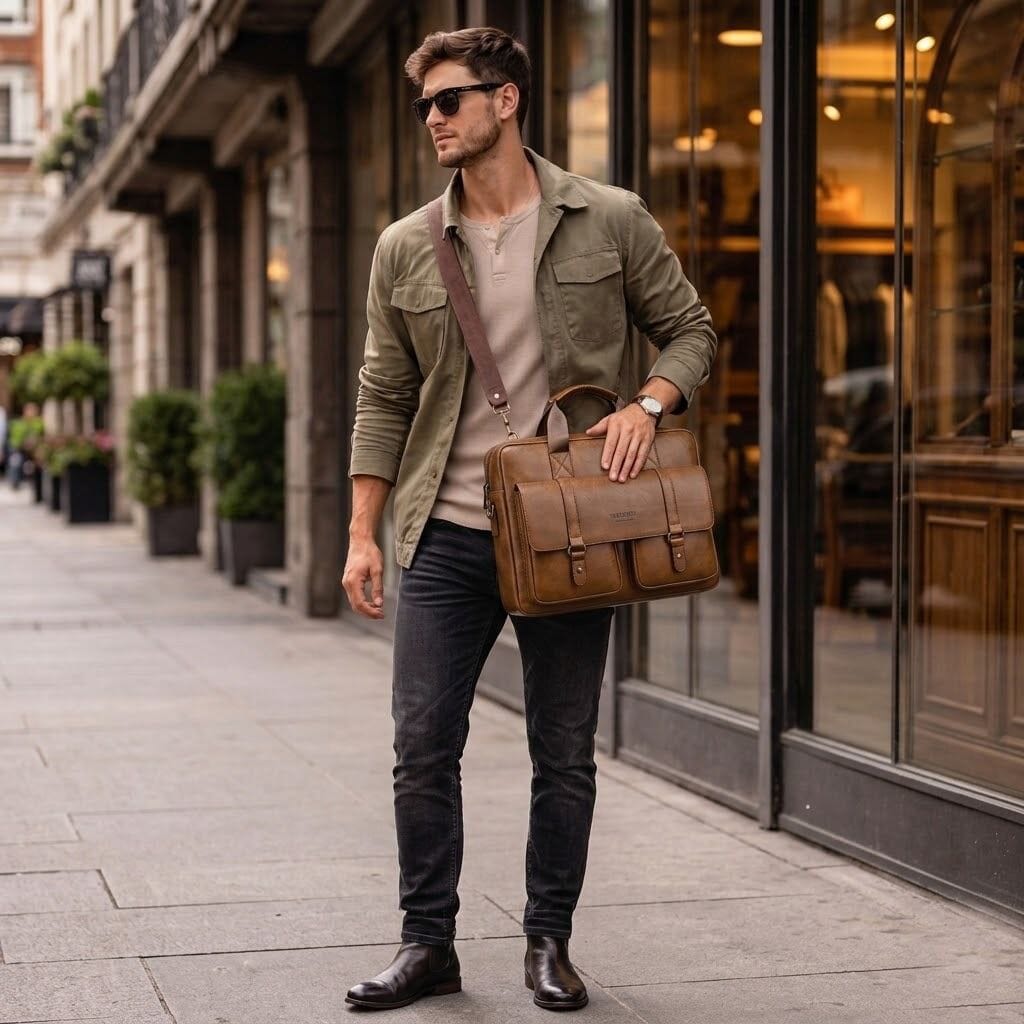 Men's Professional Leather Briefcase Laptop Bag - Raffaelo Men's Professional Leather Briefcase Laptop Bag - Raffaelo 
