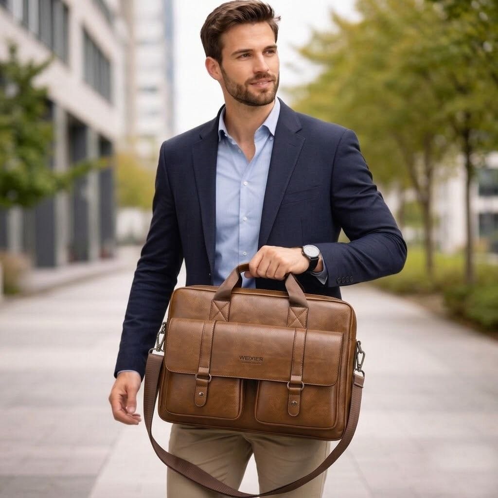 Men's Professional Leather Briefcase Laptop Bag - Raffaelo Men's Professional Leather Briefcase Laptop Bag - Raffaelo 