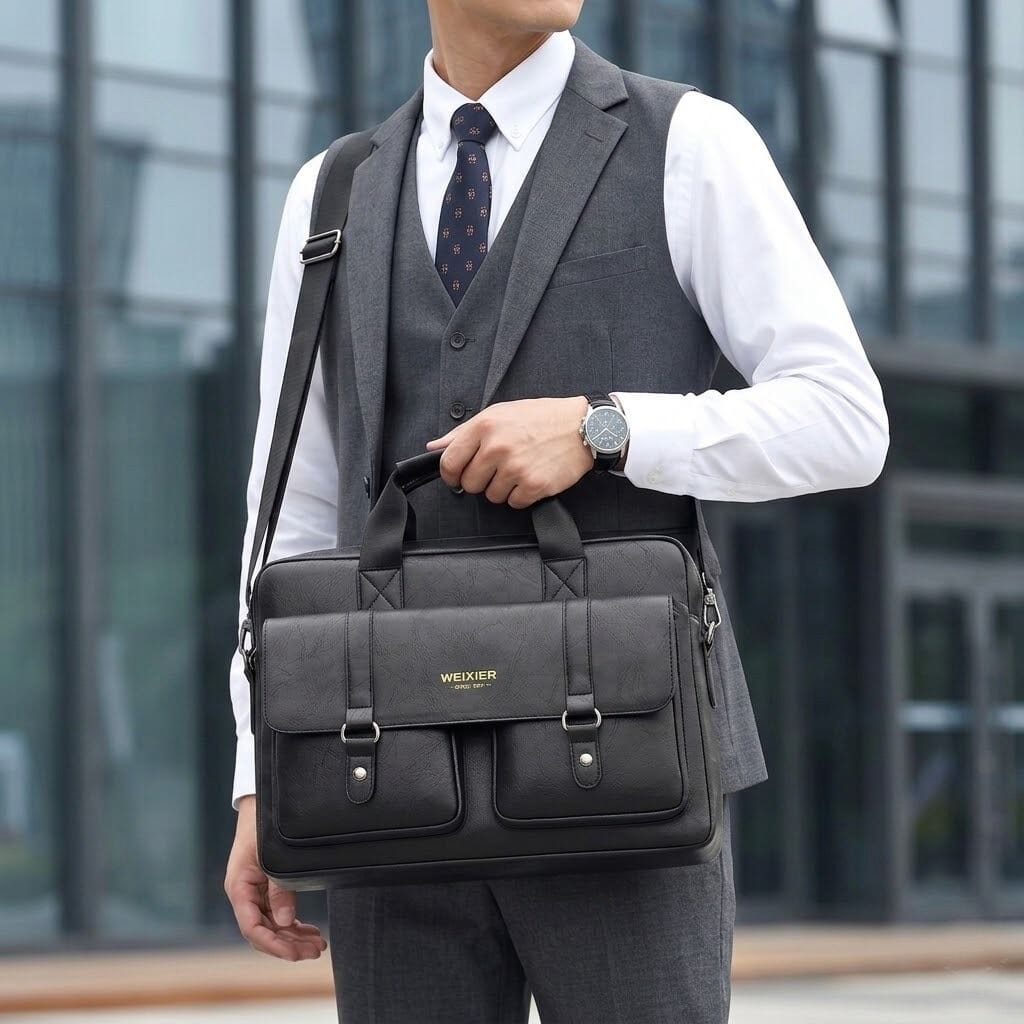 Men's Professional Leather Briefcase Laptop Bag - Raffaelo Men's Professional Leather Briefcase Laptop Bag - Raffaelo 