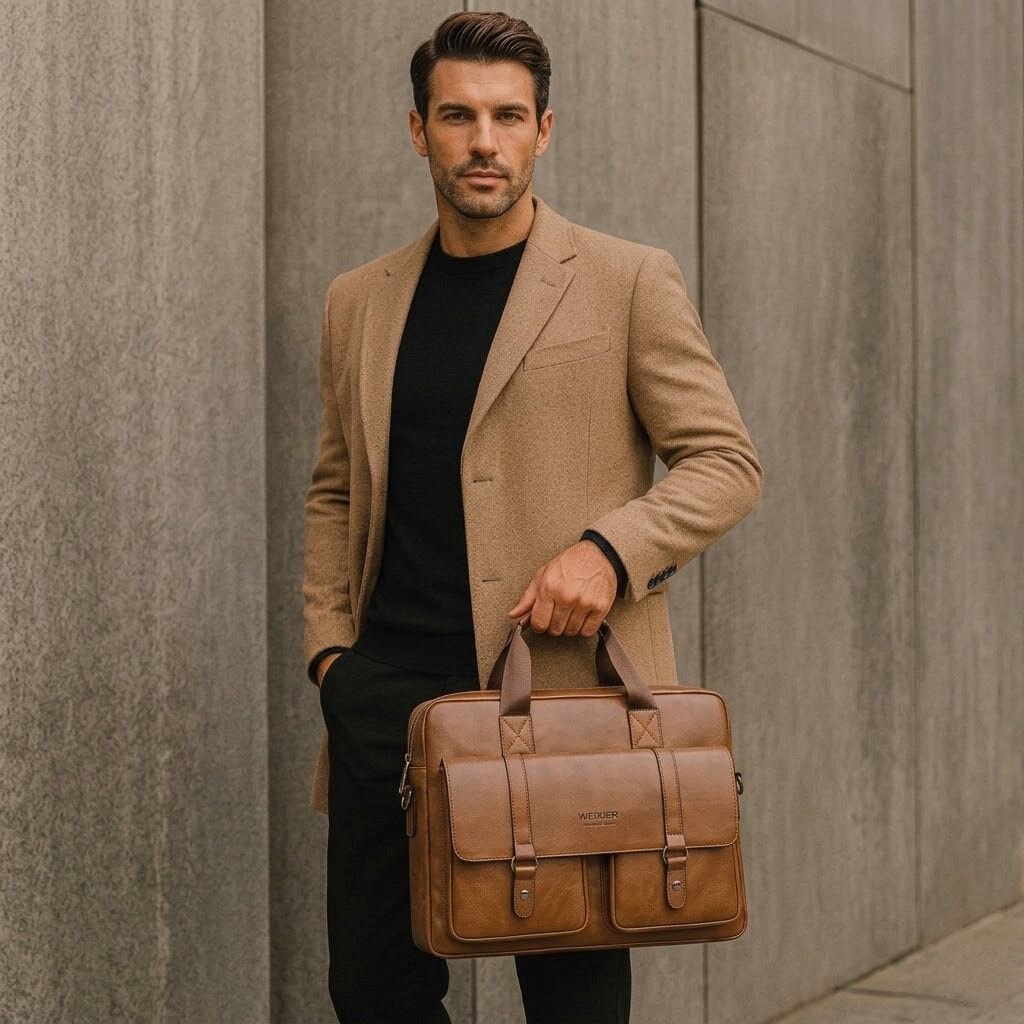 Men's Professional Leather Briefcase Laptop Bag - Raffaelo Men's Professional Leather Briefcase Laptop Bag - Raffaelo 
