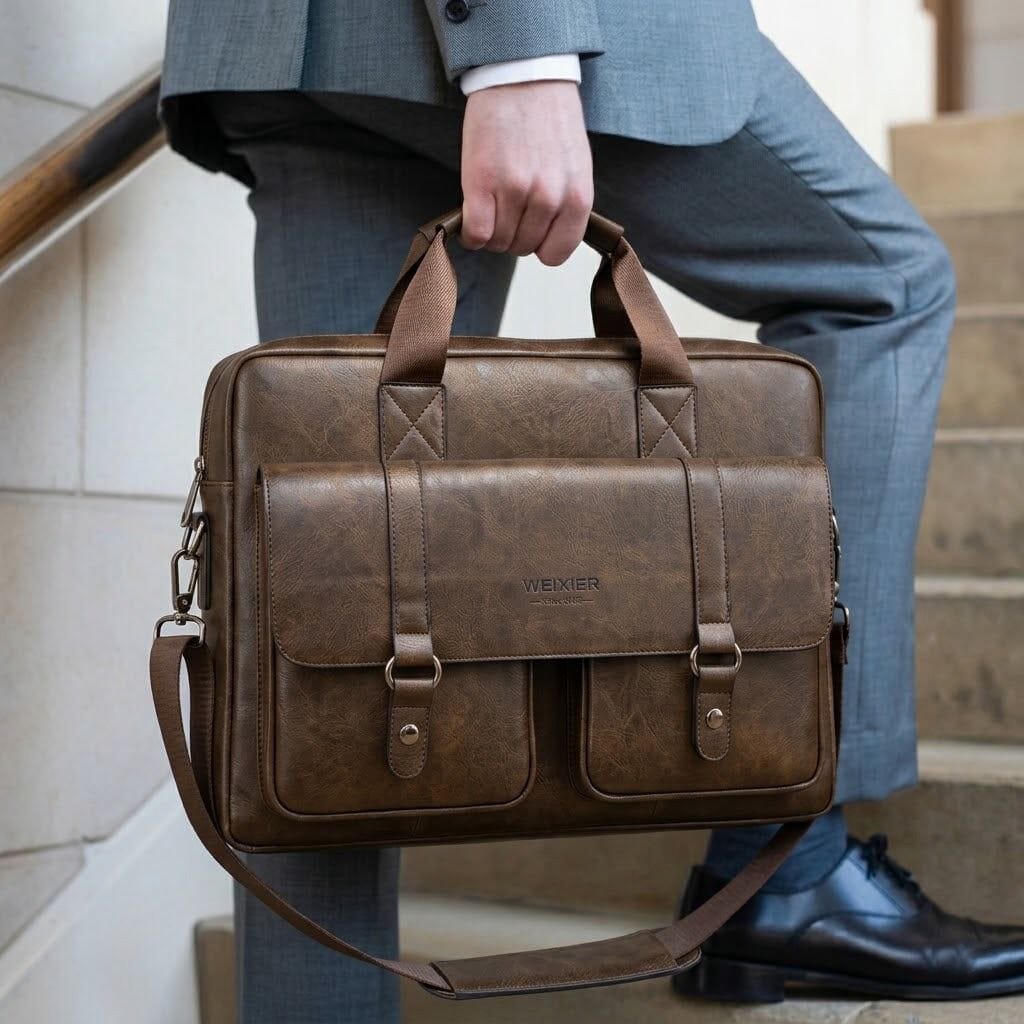 Men's Professional Leather Briefcase Laptop Bag - Raffaelo Men's Professional Leather Briefcase Laptop Bag - Raffaelo 