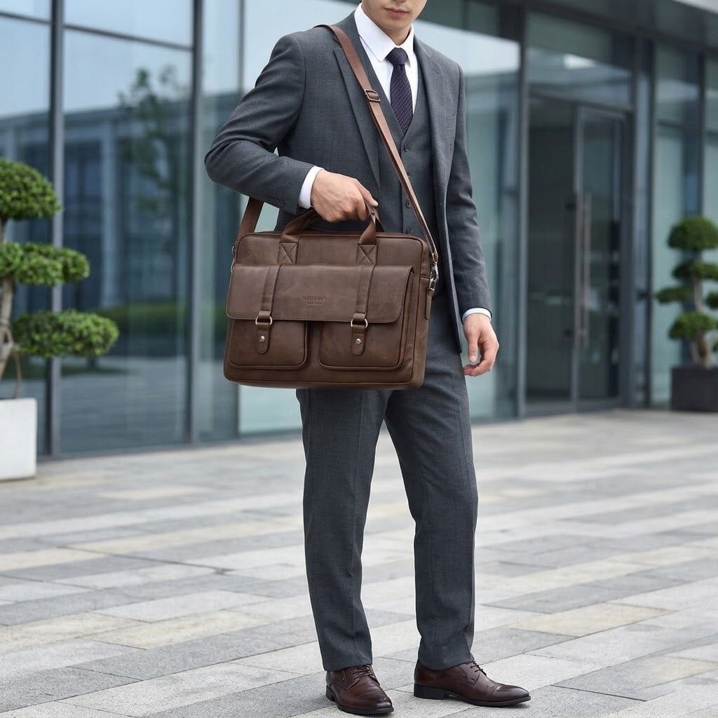 Men's Professional Leather Briefcase Laptop Bag - Raffaelo Men's Professional Leather Briefcase Laptop Bag - Raffaelo 