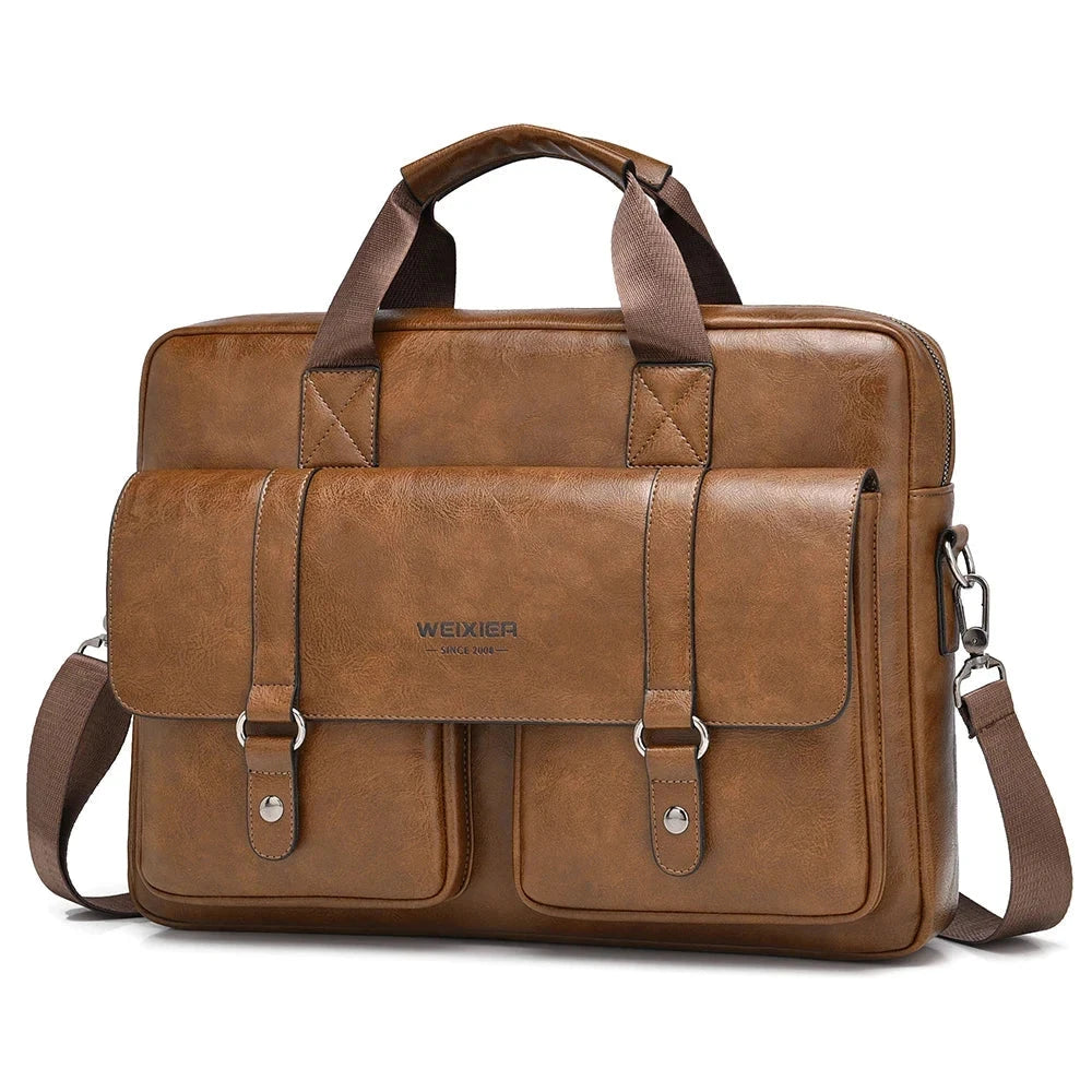 Men's Professional Leather Briefcase Laptop Bag - Raffaelo Men's Professional Leather Briefcase Laptop Bag - Raffaelo Brown Elegance