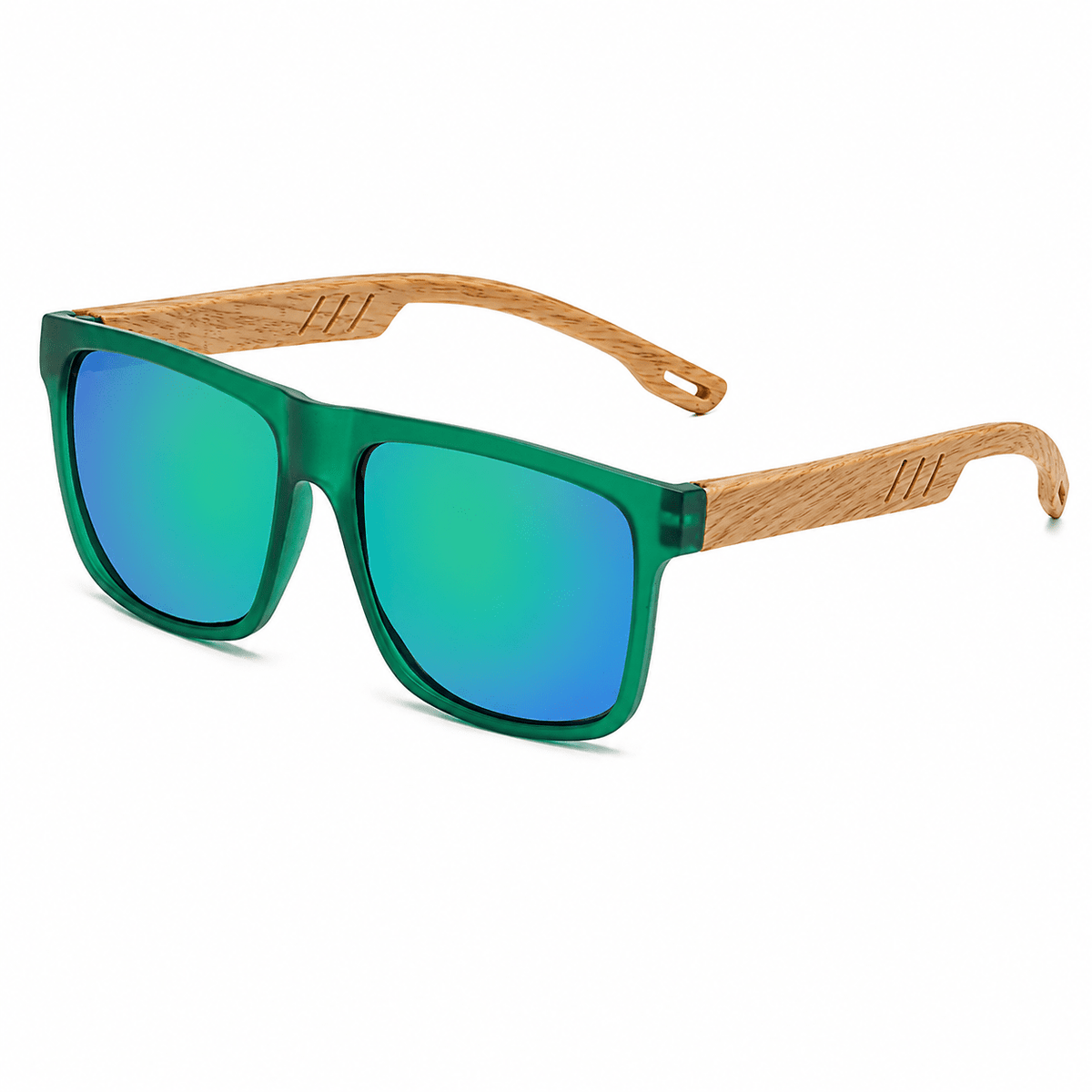 Men's Square Sunglasses with Wood-Grain Texture and UV400 Protection | ONE-BRAVENTO Men's Square Sunglasses with Wood-Grain Texture and UV400 Protection | ONE-BRAVENTO Light Green