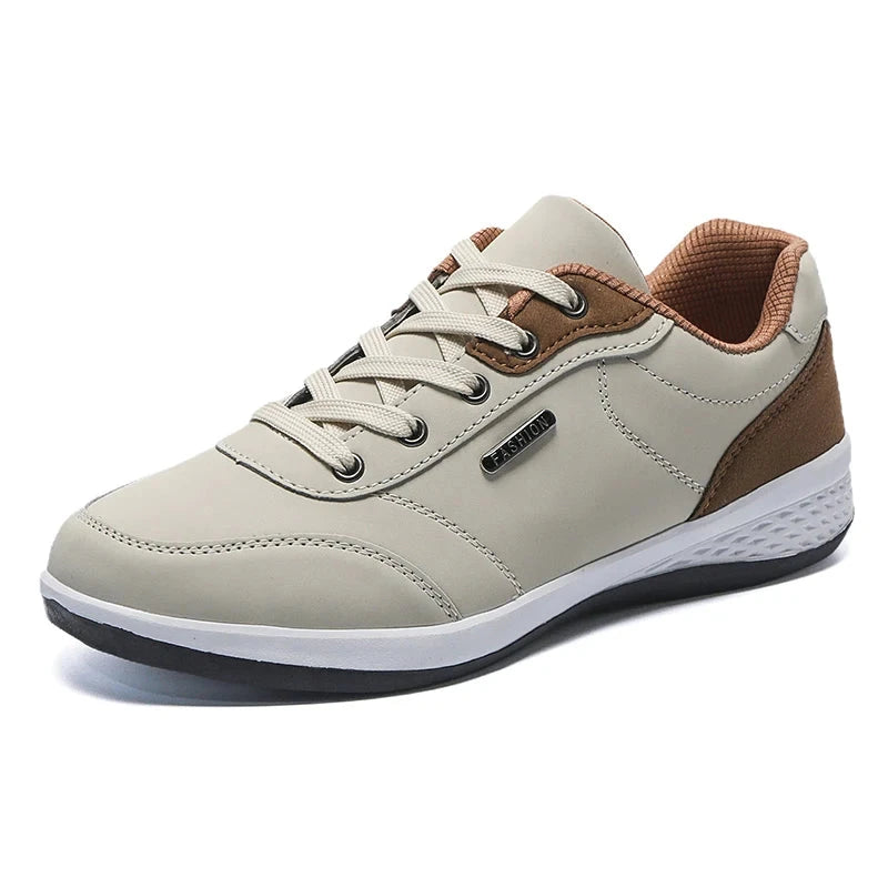 Men’s Waterproof Leather Sneakers – Vastilen Men’s Waterproof Leather Sneakers – Vastilen Beige