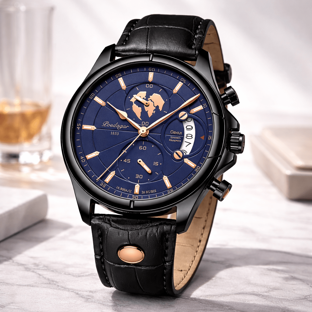 Multifunction Men's Executive Leather Watch - Leontius Multifunction Men's Executive Leather Watch - Leontius 