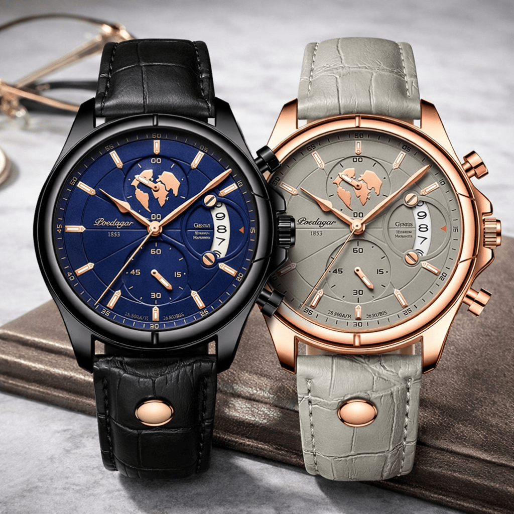 Multifunction Men's Executive Leather Watch - Leontius Multifunction Men's Executive Leather Watch - Leontius 