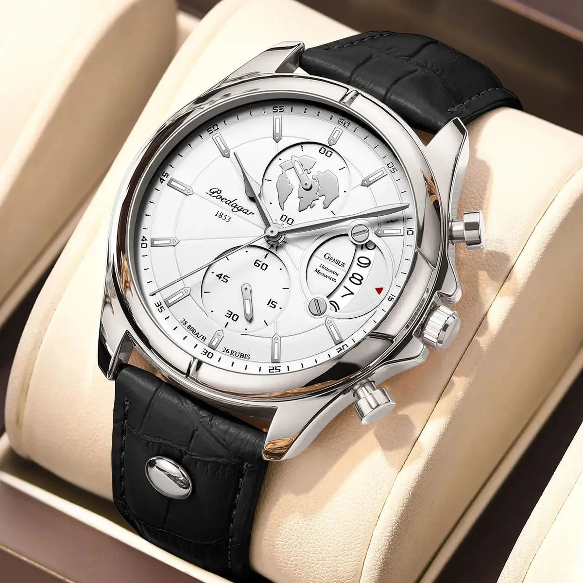 Multifunction Men's Executive Leather Watch - Leontius Multifunction Men's Executive Leather Watch - Leontius 