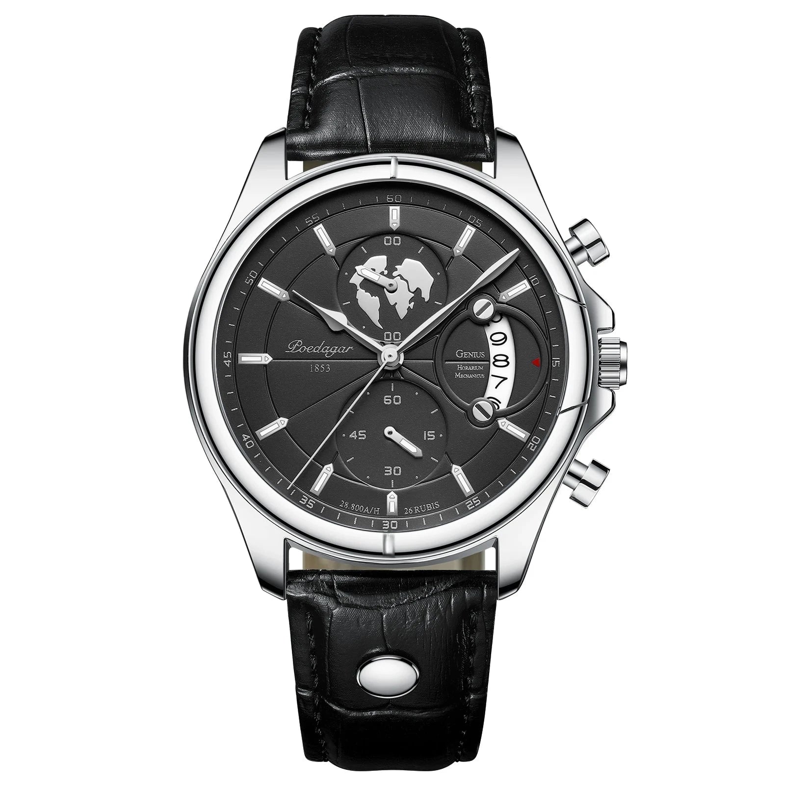POEDAGAR Luxury Man Wristwatch Chronograph Date Waterproof Leather Men Watch Casual Quartz Men's Watches Sports Male Clock Reloj Mavietto Store 989 Silver Black 