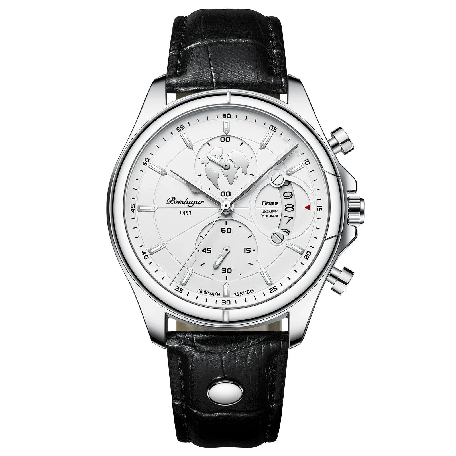 POEDAGAR Luxury Man Wristwatch Chronograph Date Waterproof Leather Men Watch Casual Quartz Men's Watches Sports Male Clock Reloj Mavietto Store 989 Silver White 
