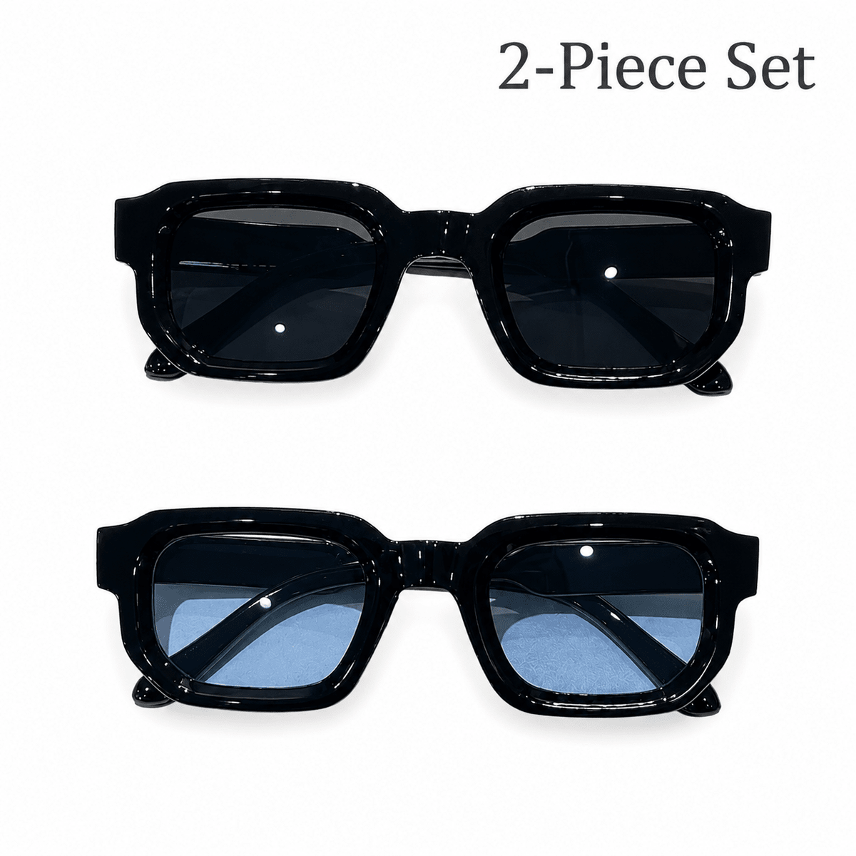 Unisex Rectangular Sunglasses with UV400 Protection (2-Piece Set) – Lévianie Unisex Rectangular Sunglasses with UV400 Protection (2-Piece Set) – Lévianie Black - Blue