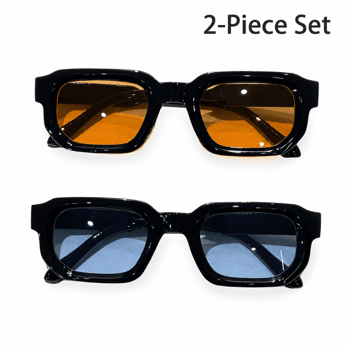 Unisex Rectangular Sunglasses with UV400 Protection (2-Piece Set) – Lévianie Unisex Rectangular Sunglasses with UV400 Protection (2-Piece Set) – Lévianie Yellow - Blue