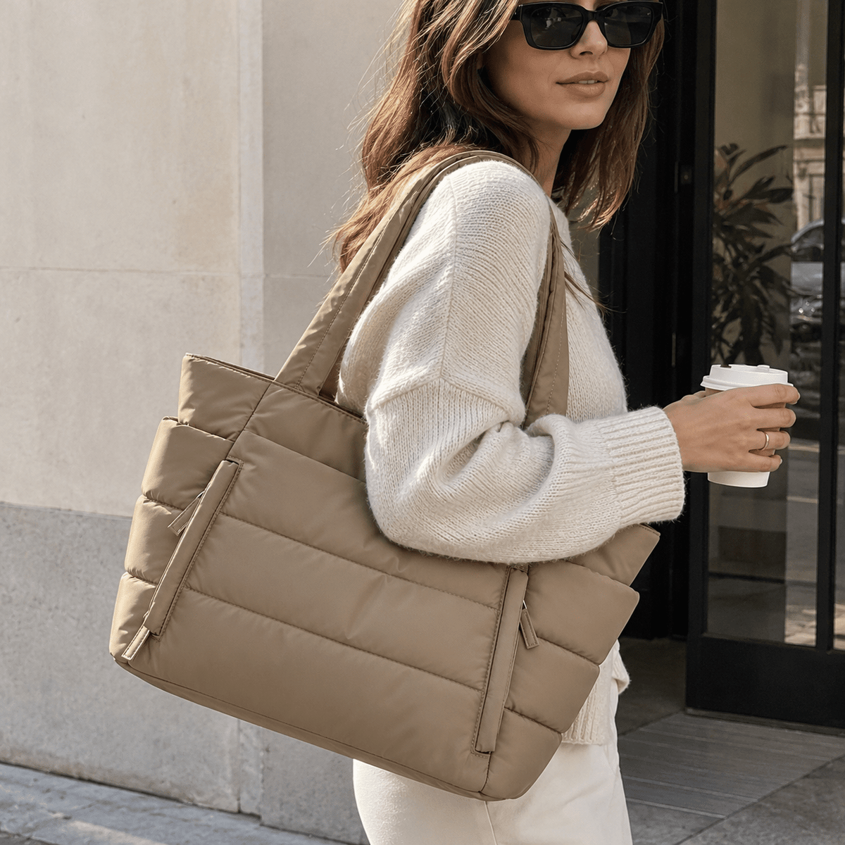 Women's 20-Liter Quilted Tote Bag with Large Capacity, Multiple Compartments, and Water Resistance — Lucie Roven Women's 20-Liter Quilted Tote Bag with Large Capacity, Multiple Compartments, and Water Resistance — Lucie Roven 