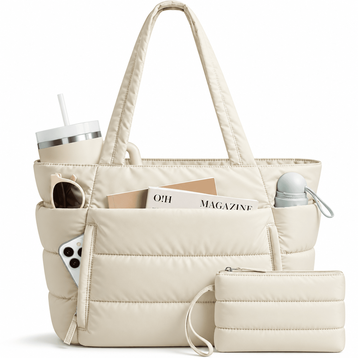 Women's 20-Liter Quilted Tote Bag with Large Capacity, Multiple Compartments, and Water Resistance — Lucie Roven Women's 20-Liter Quilted Tote Bag with Large Capacity, Multiple Compartments, and Water Resistance — Lucie Roven 
