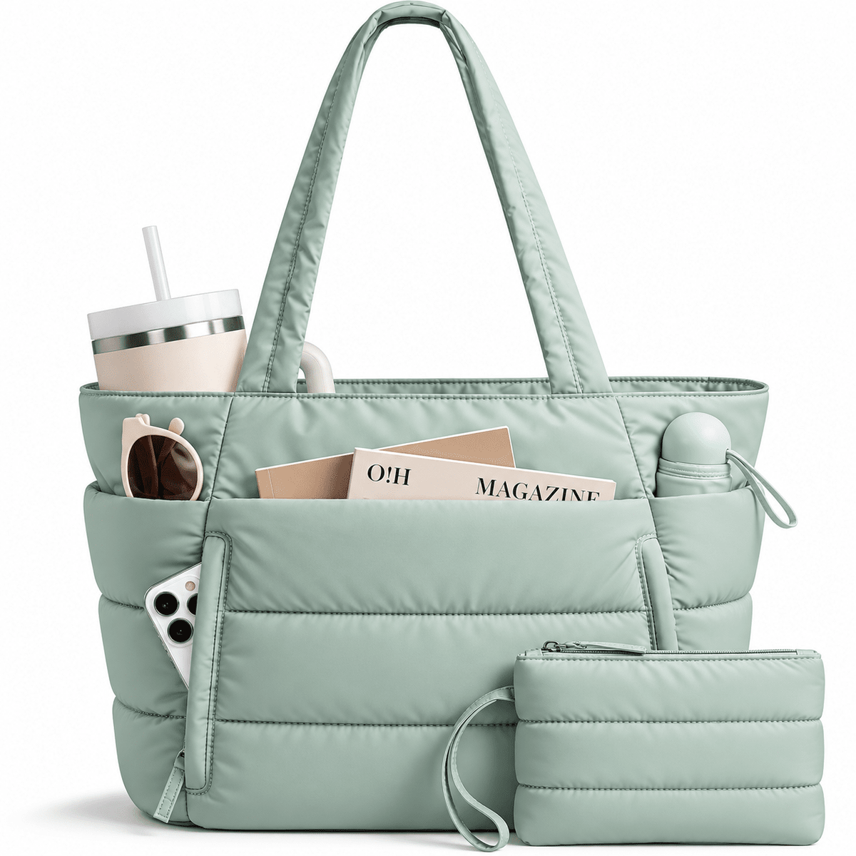 Women's 20-Liter Quilted Tote Bag with Large Capacity, Multiple Compartments, and Water Resistance — Lucie Roven Women's 20-Liter Quilted Tote Bag with Large Capacity, Multiple Compartments, and Water Resistance — Lucie Roven 