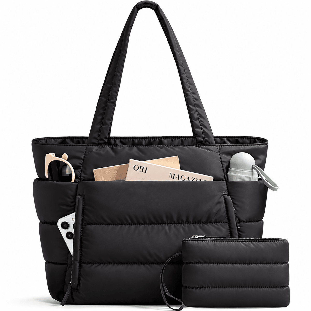 Women's 20-Liter Quilted Tote Bag with Large Capacity, Multiple Compartments, and Water Resistance — Lucie Roven Women's 20-Liter Quilted Tote Bag with Large Capacity, Multiple Compartments, and Water Resistance — Lucie Roven 