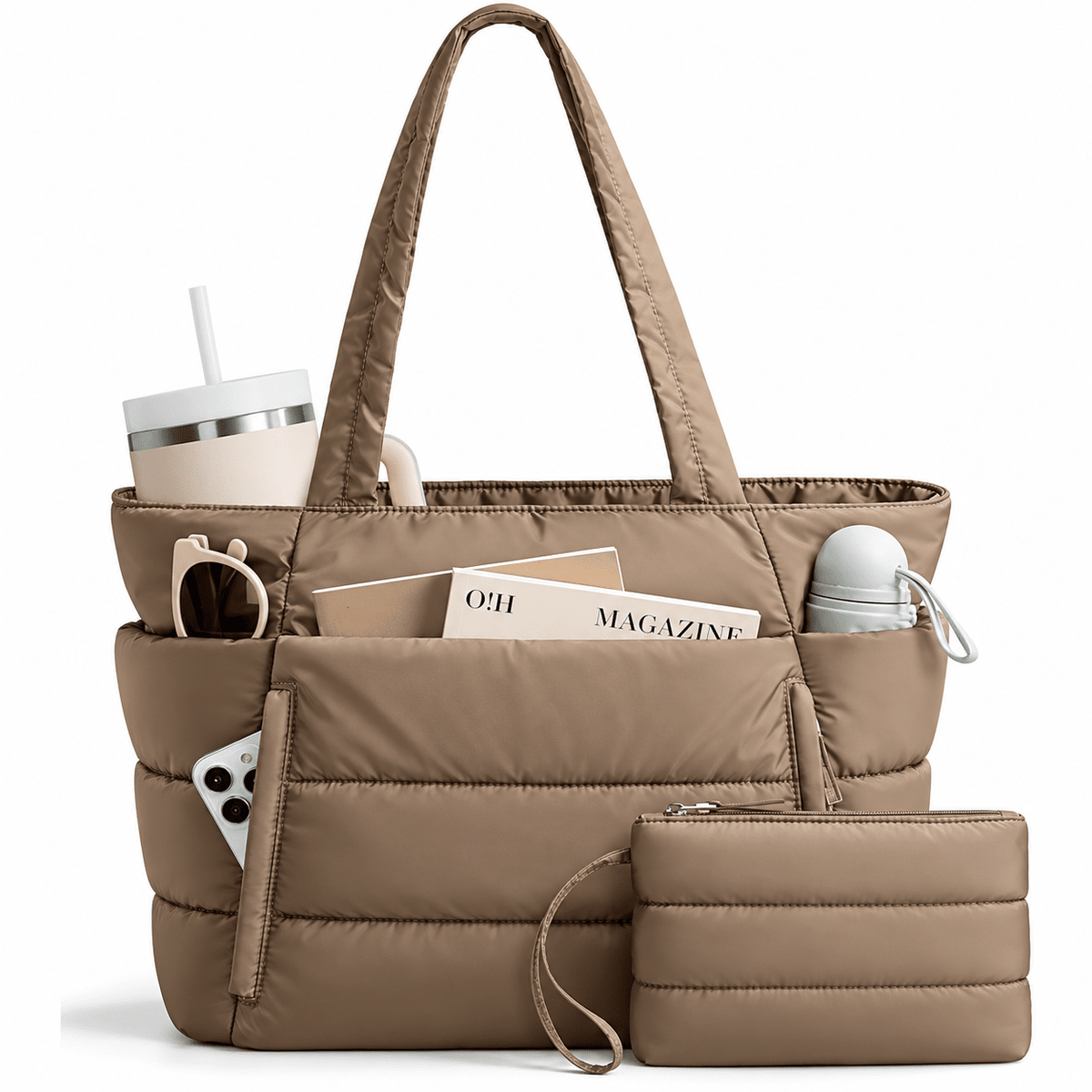 Women's 20-Liter Quilted Tote Bag with Large Capacity, Multiple Compartments, and Water Resistance — Lucie Roven Women's 20-Liter Quilted Tote Bag with Large Capacity, Multiple Compartments, and Water Resistance — Lucie Roven 