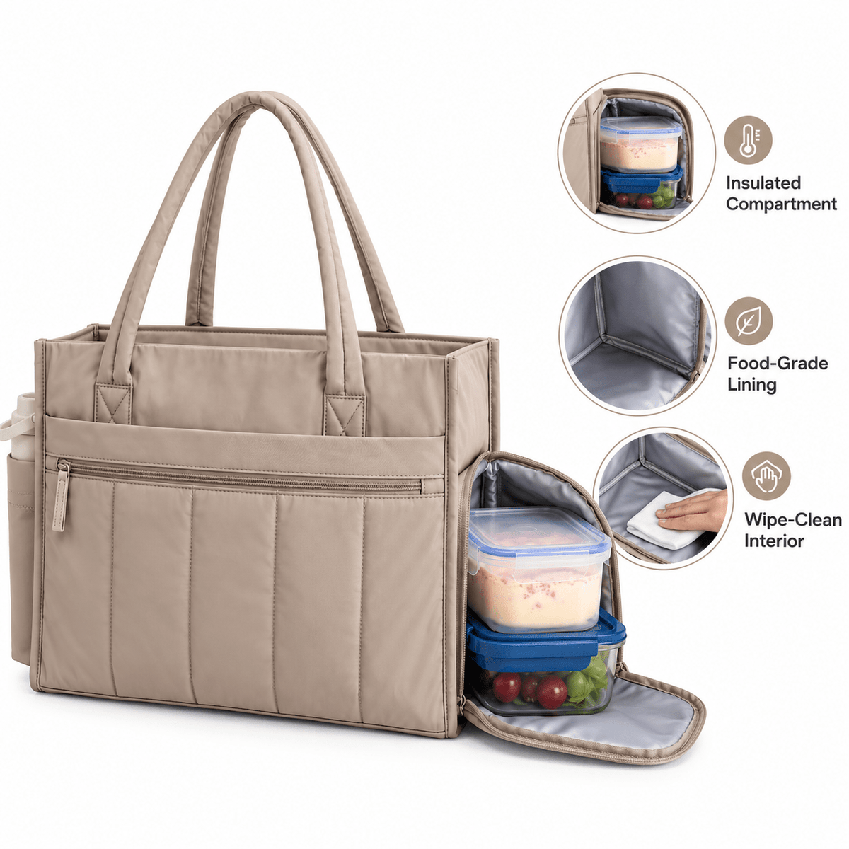 Women's 30L Padded Tote Bag with Large Capacity and Multifunctional Side Compartment – ELLISON Women's 30L Padded Tote Bag with Large Capacity and Multifunctional Side Compartment – ELLISON 