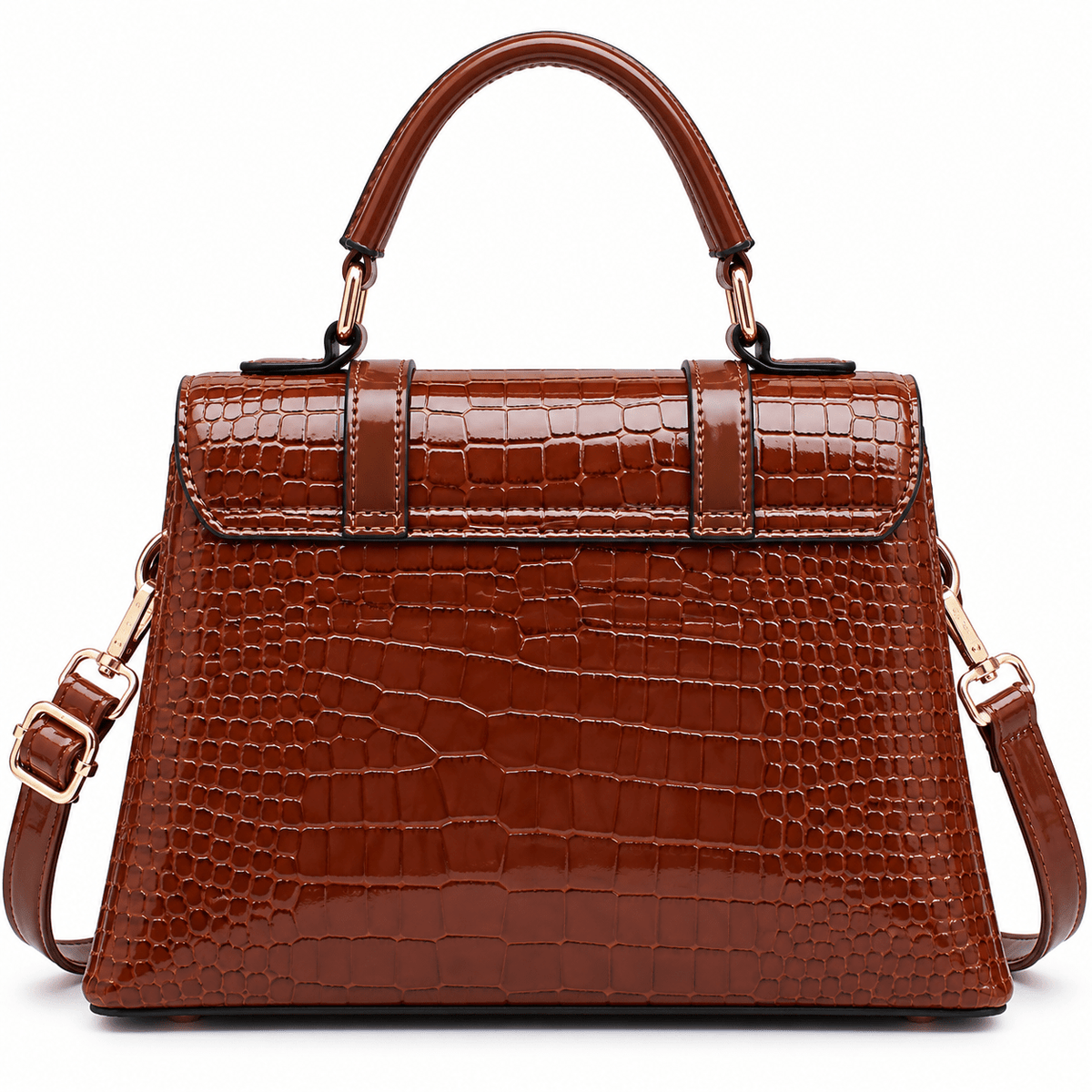 Women's Elegant Crocodile-Textured Leather Handbag with Vintage Design – Josephine Women's Elegant Crocodile-Textured Leather Handbag with Vintage Design – Josephine 