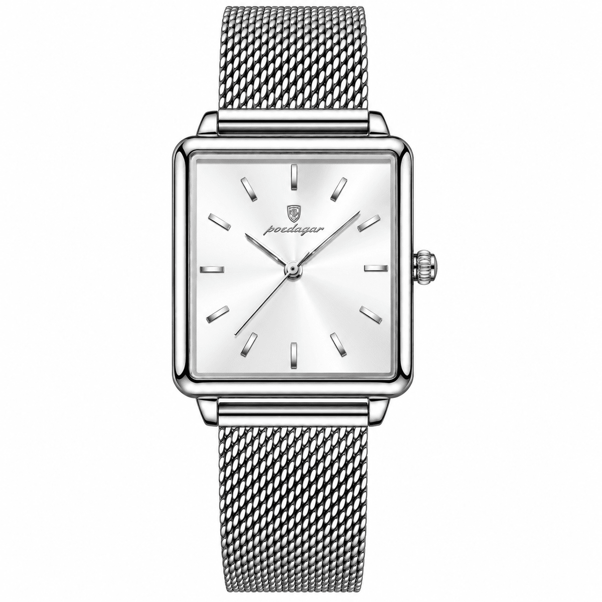 Women's Elegant Waterproof Watch with Square Dial and Stainless Steel Band | Léa Prestige Women's Elegant Waterproof Watch with Square Dial and Stainless Steel Band | Léa Prestige Silver White