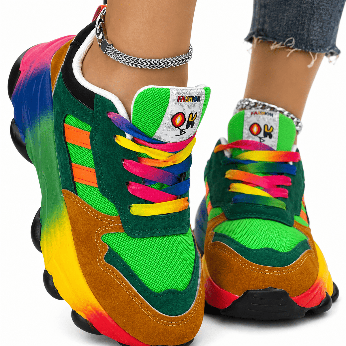 Women’s Fashion Leather Casual Sneakers – Vibrance Women’s Fashion Leather Casual Sneakers – Vibrance 