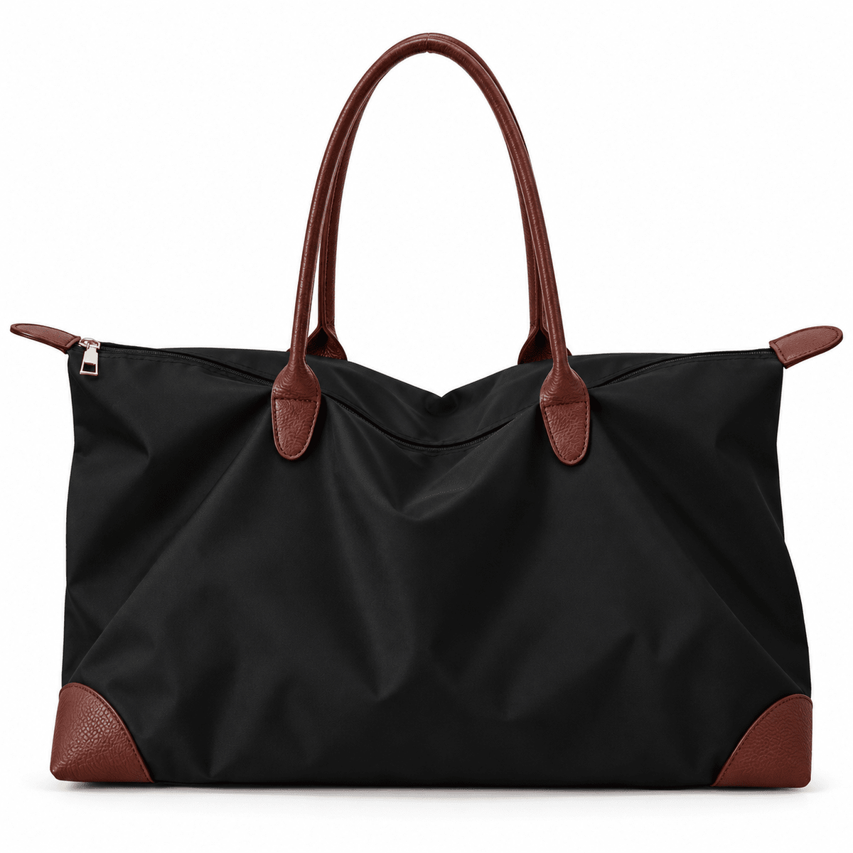Women's Large-Capacity Waterproof Tote Bag with Leather Trim – VERONNE Women's Large-Capacity Waterproof Tote Bag with Leather Trim – VERONNE Black