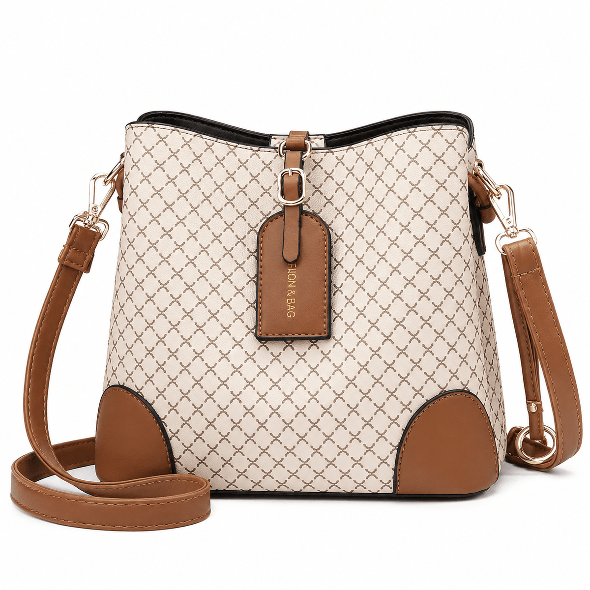 Women's Leather Handbag, Versatile and Elegant Design — Clarisse Women's Leather Handbag, Versatile and Elegant Design — Clarisse White Brown
