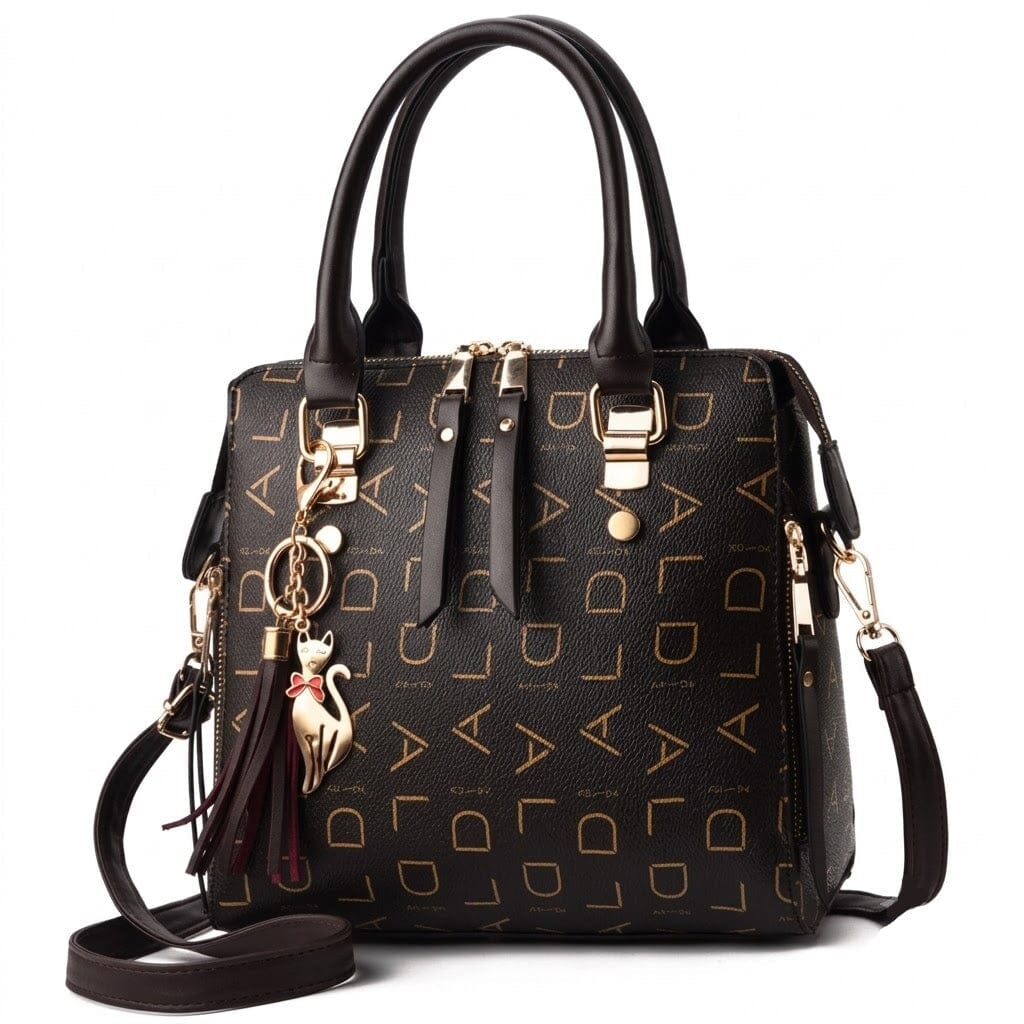 Women's Leather Tote Bag with Luxurious Design - Estelle Noélie Women's Leather Tote Bag with Luxurious Design - Estelle Noélie Black
