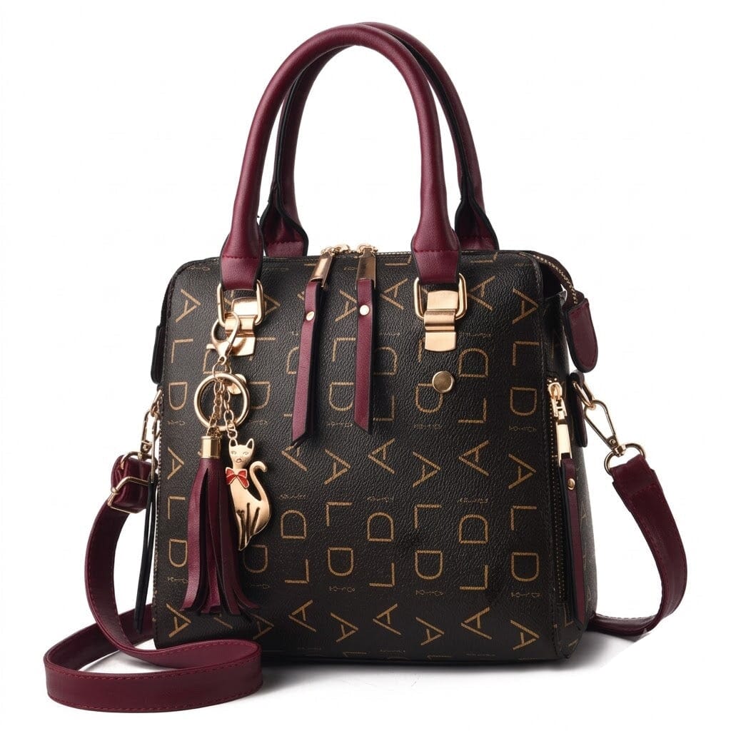 Women's Leather Tote Bag with Luxurious Design - Estelle Noélie Women's Leather Tote Bag with Luxurious Design - Estelle Noélie Burgundy