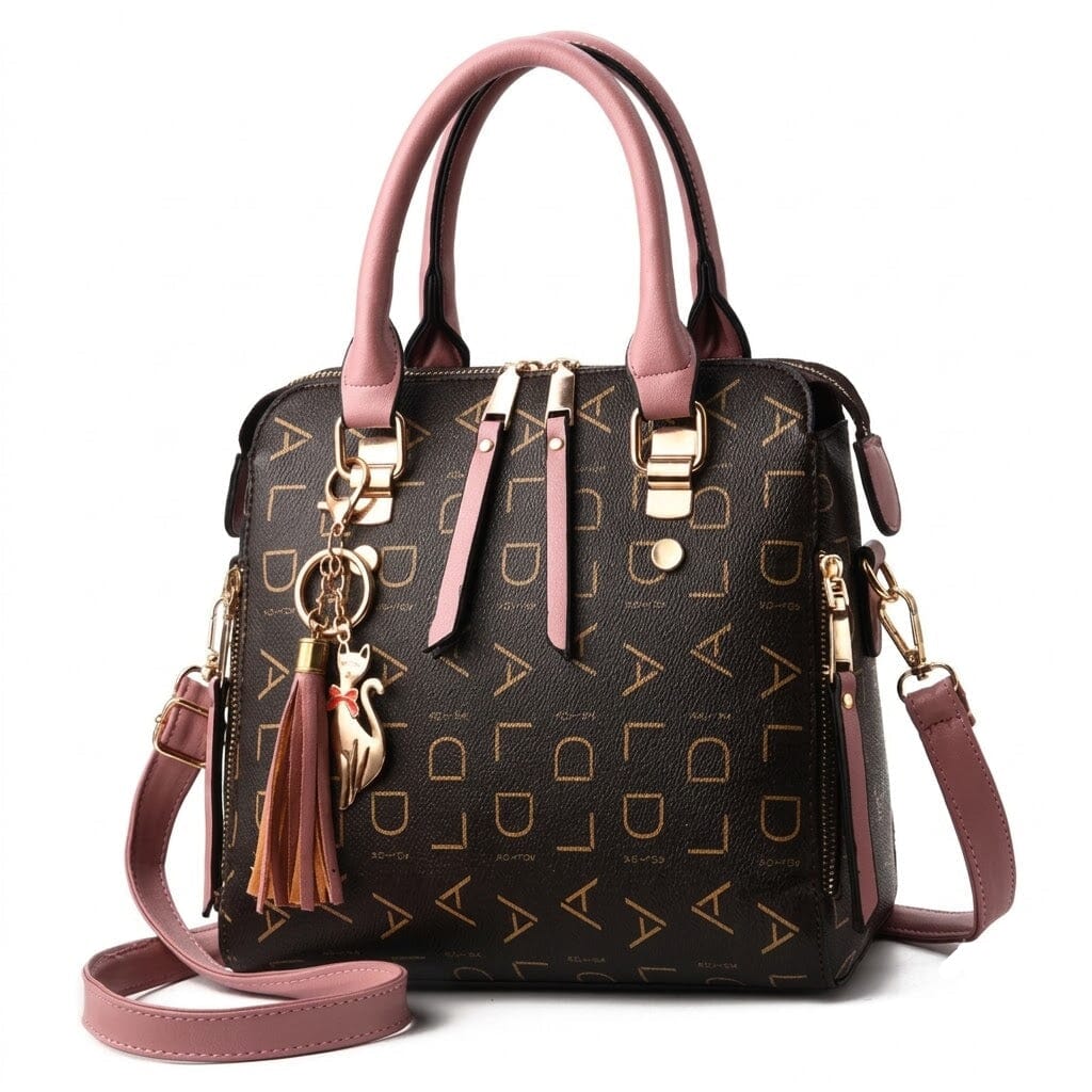 Women's Leather Tote Bag with Luxurious Design - Estelle Noélie Women's Leather Tote Bag with Luxurious Design - Estelle Noélie Pink