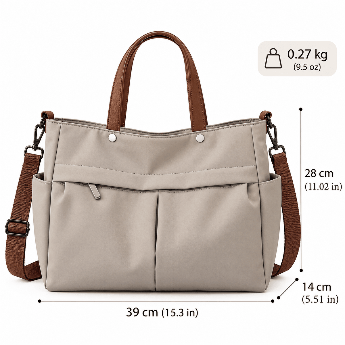 Women's Nylon Tote Bag with Multiple Pockets and Large Capacity — Élise Monceau Women's Nylon Tote Bag with Multiple Pockets and Large Capacity — Élise Monceau 