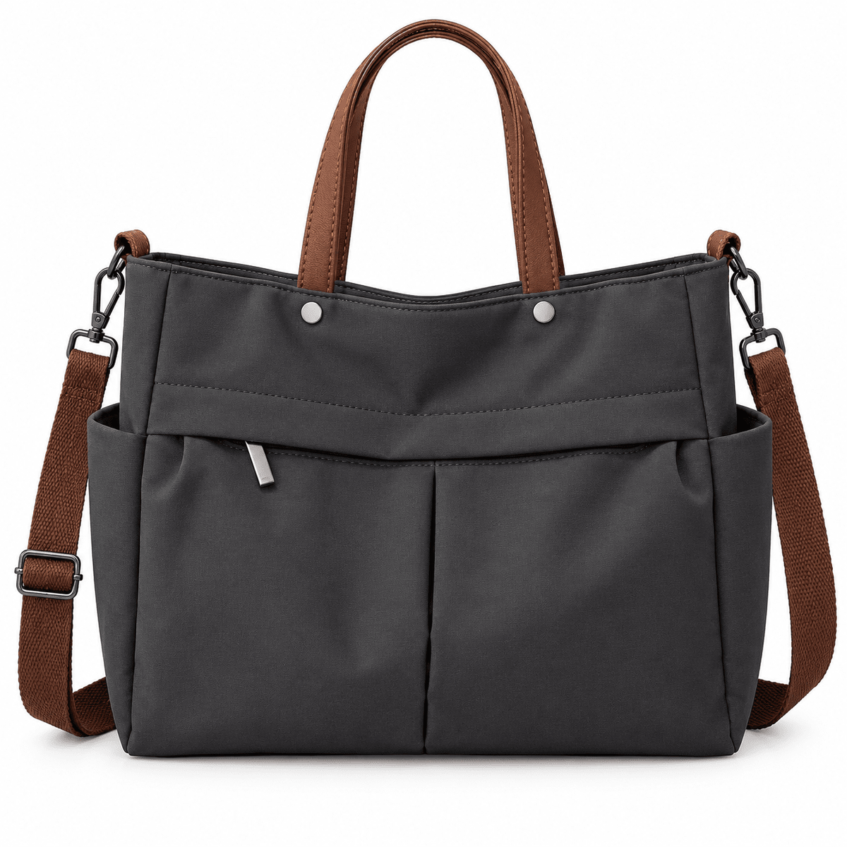 Women's Nylon Tote Bag with Multiple Pockets and Large Capacity — Élise Monceau Women's Nylon Tote Bag with Multiple Pockets and Large Capacity — Élise Monceau Black