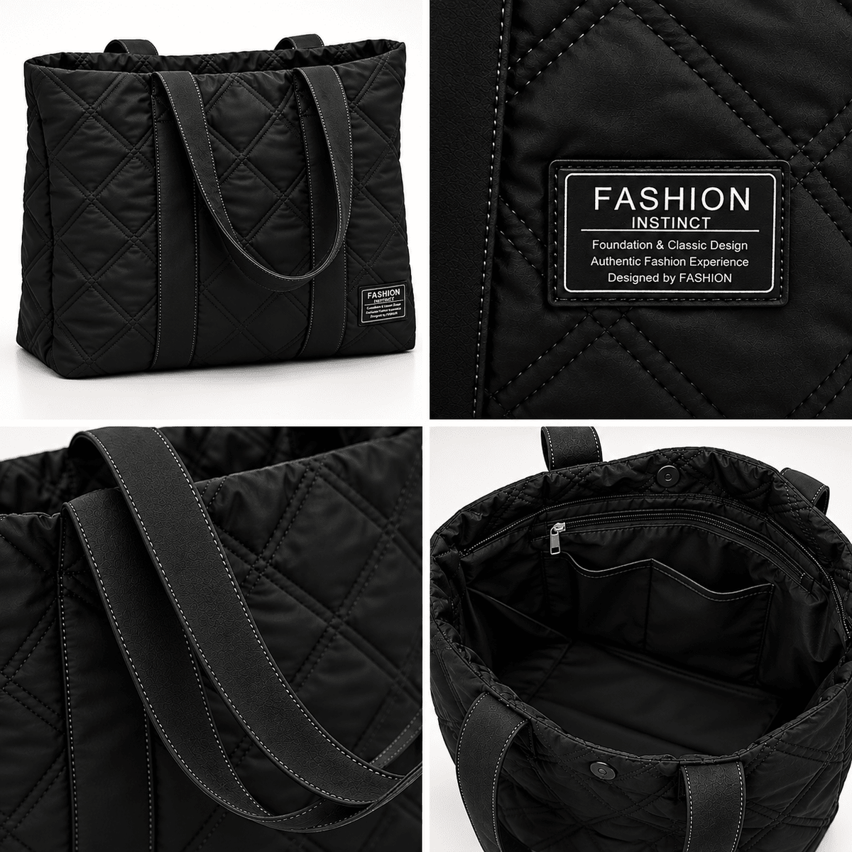 Women's Quilted Tote Bag with Large Capacity and Elegant Design — Laurene Fontaine Women's Quilted Tote Bag with Large Capacity and Elegant Design — Laurene Fontaine 