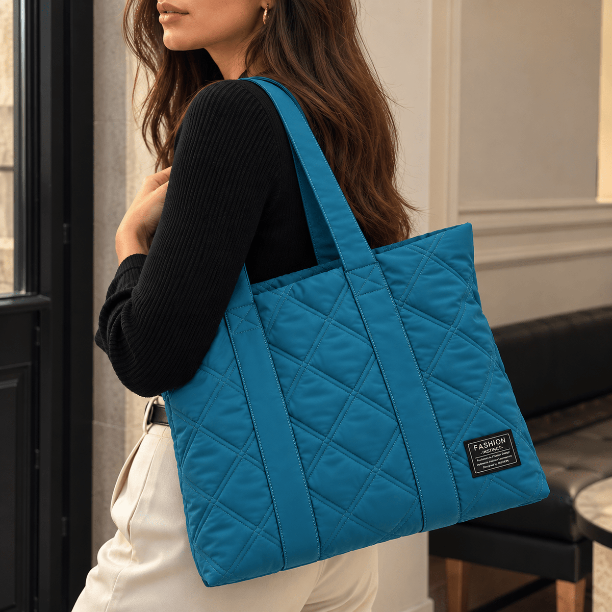 Women's Quilted Tote Bag with Large Capacity and Elegant Design — Laurene Fontaine Women's Quilted Tote Bag with Large Capacity and Elegant Design — Laurene Fontaine 