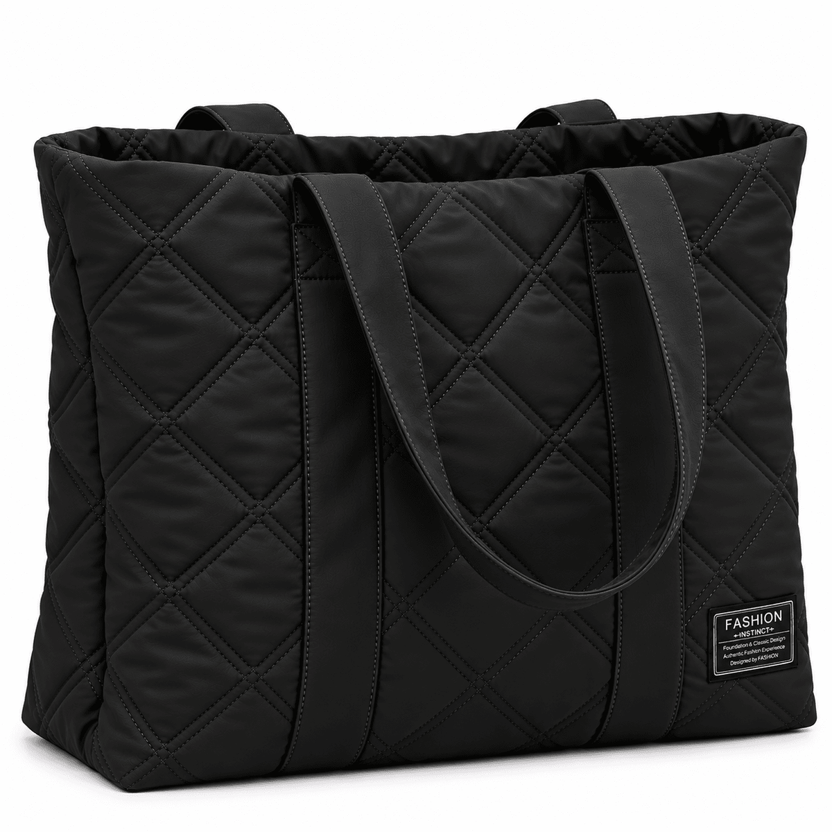 Women's Quilted Tote Bag with Large Capacity and Elegant Design — Laurene Fontaine Women's Quilted Tote Bag with Large Capacity and Elegant Design — Laurene Fontaine Black