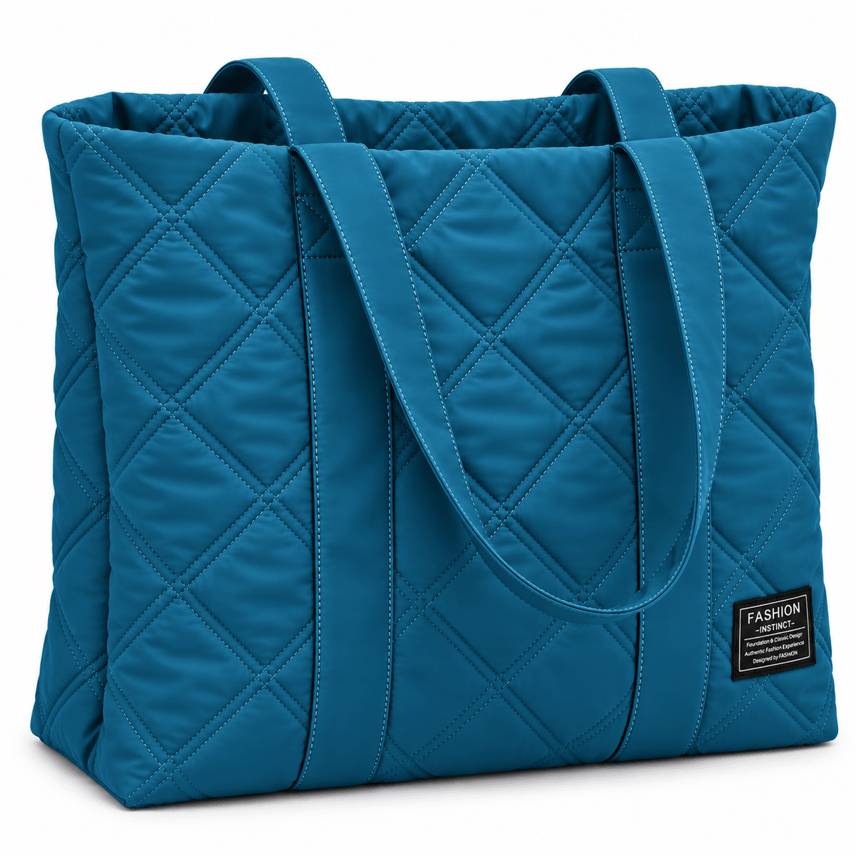Women's Quilted Tote Bag with Large Capacity and Elegant Design — Laurene Fontaine Women's Quilted Tote Bag with Large Capacity and Elegant Design — Laurene Fontaine Light Blue