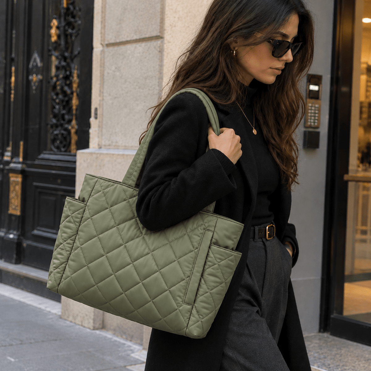 Women's Quilted Tote Bag with Multiple Compartments and Large Capacity — Odette Madeleine Women's Quilted Tote Bag with Multiple Compartments and Large Capacity — Odette Madeleine 