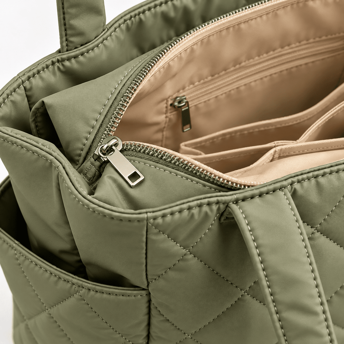Women's Quilted Tote Bag with Multiple Compartments and Large Capacity — Odette Madeleine Women's Quilted Tote Bag with Multiple Compartments and Large Capacity — Odette Madeleine 