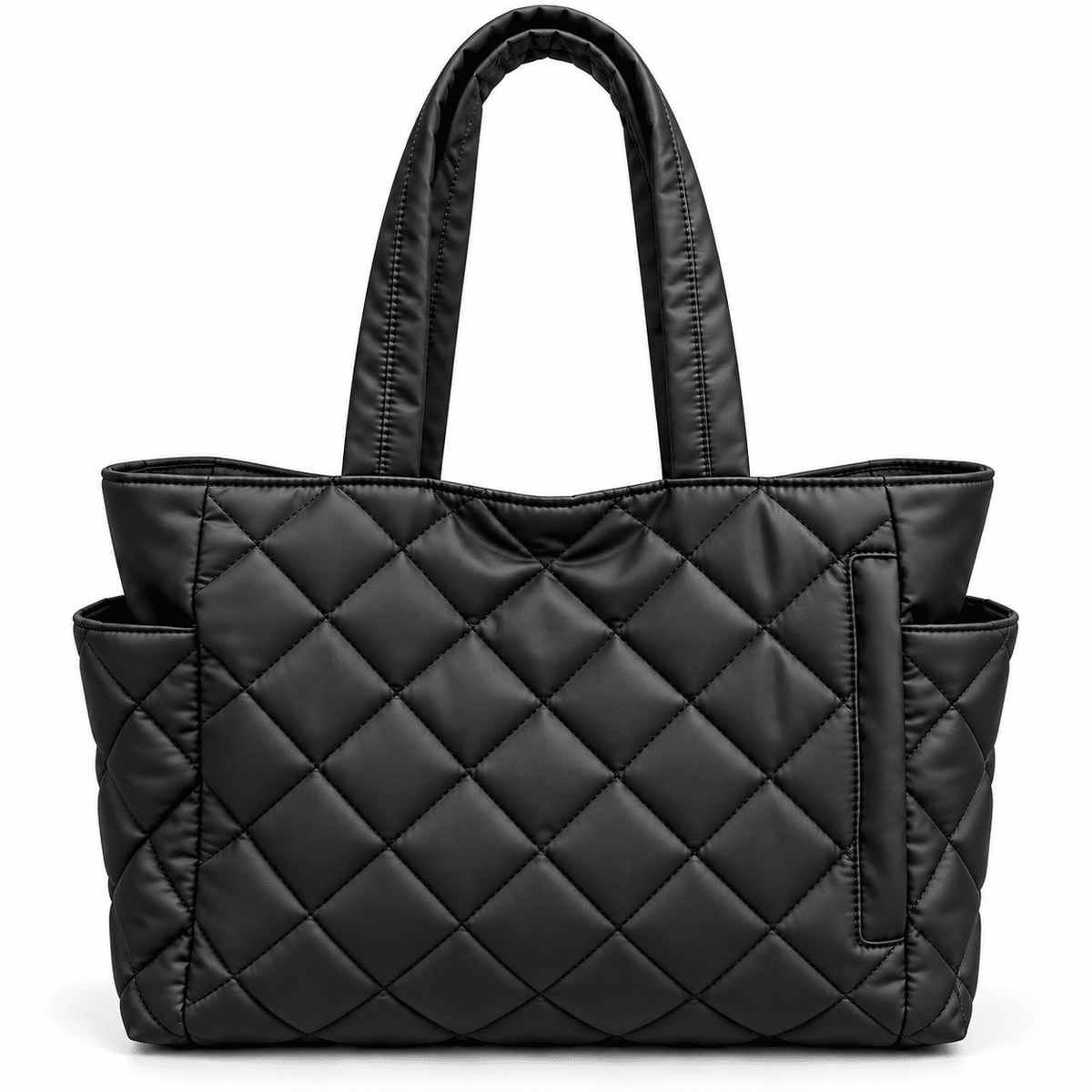 Women's Quilted Tote Bag with Multiple Compartments and Large Capacity — Odette Madeleine Women's Quilted Tote Bag with Multiple Compartments and Large Capacity — Odette Madeleine Black