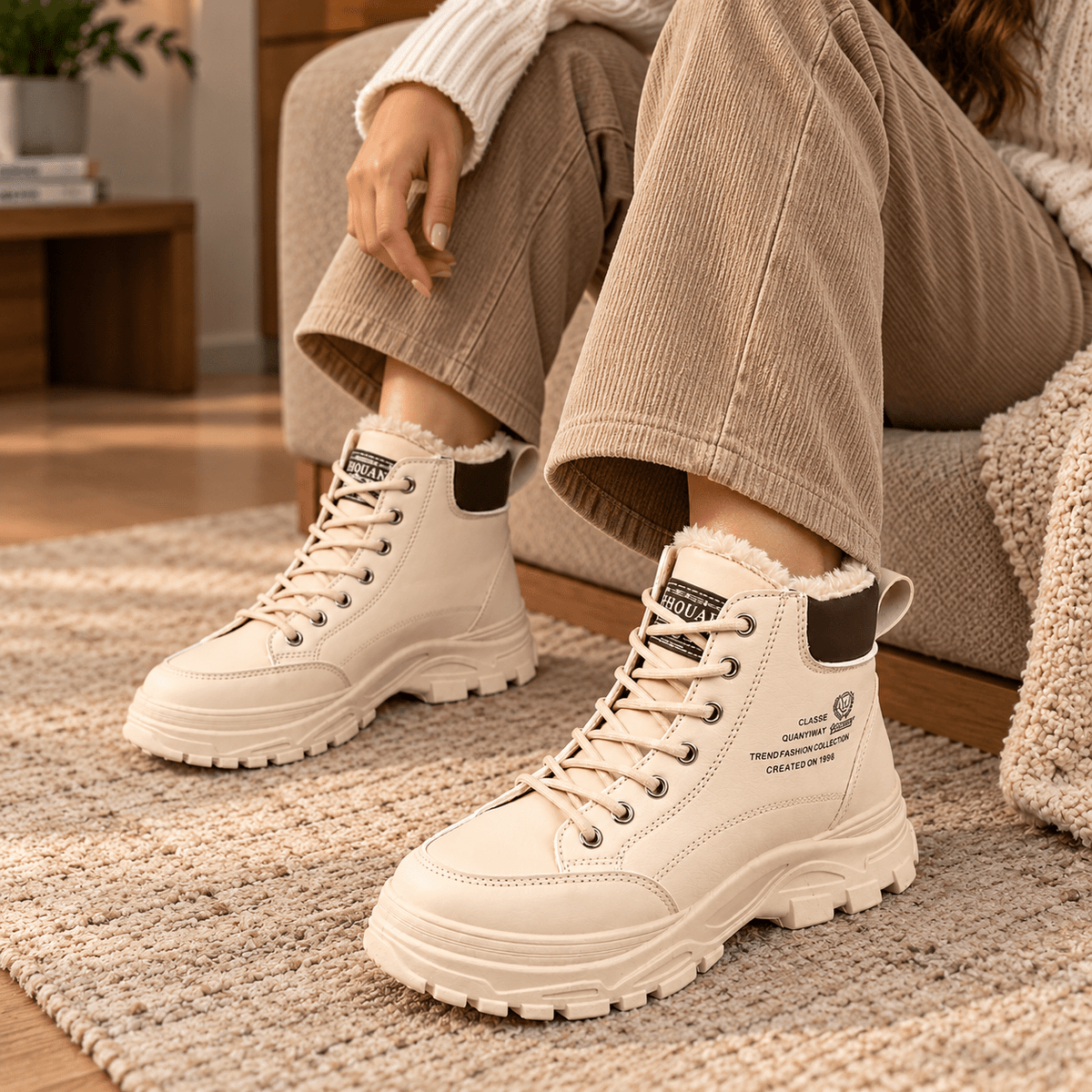 Women's Winter Leather Boots with Plush Lining, High Shaft, Non-Slip Sole & Elegant Design – LEONORA Women's Winter Leather Boots with Plush Lining, High Shaft, Non-Slip Sole & Elegant Design – LEONORA 