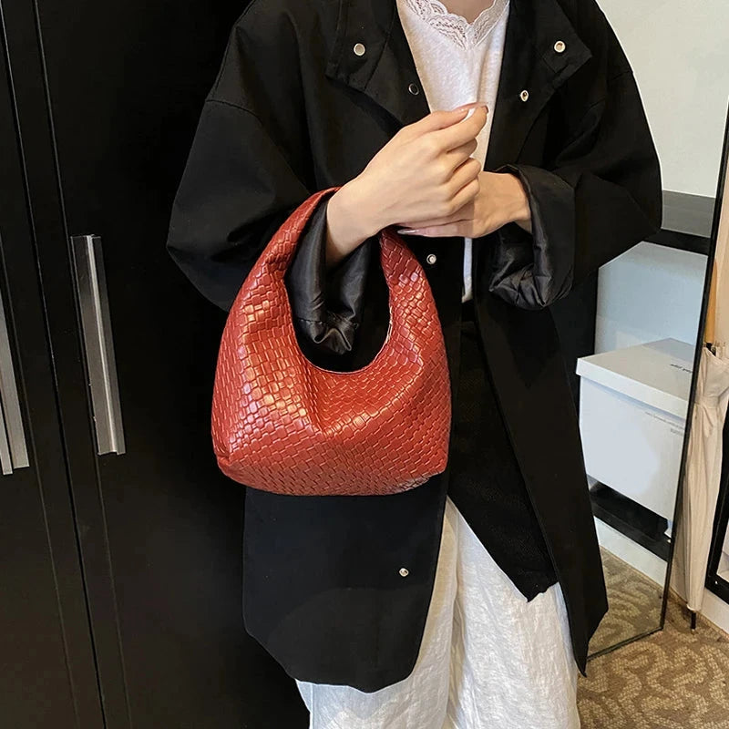 Woven Leather Large Capacity Women's Hobo Bag - Camille Woven Leather Large Capacity Women's Hobo Bag - Camille 