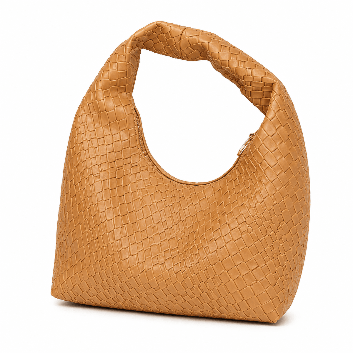 Woven Leather Large Capacity Women's Hobo Bag - Camille Woven Leather Large Capacity Women's Hobo Bag - Camille Caramel
