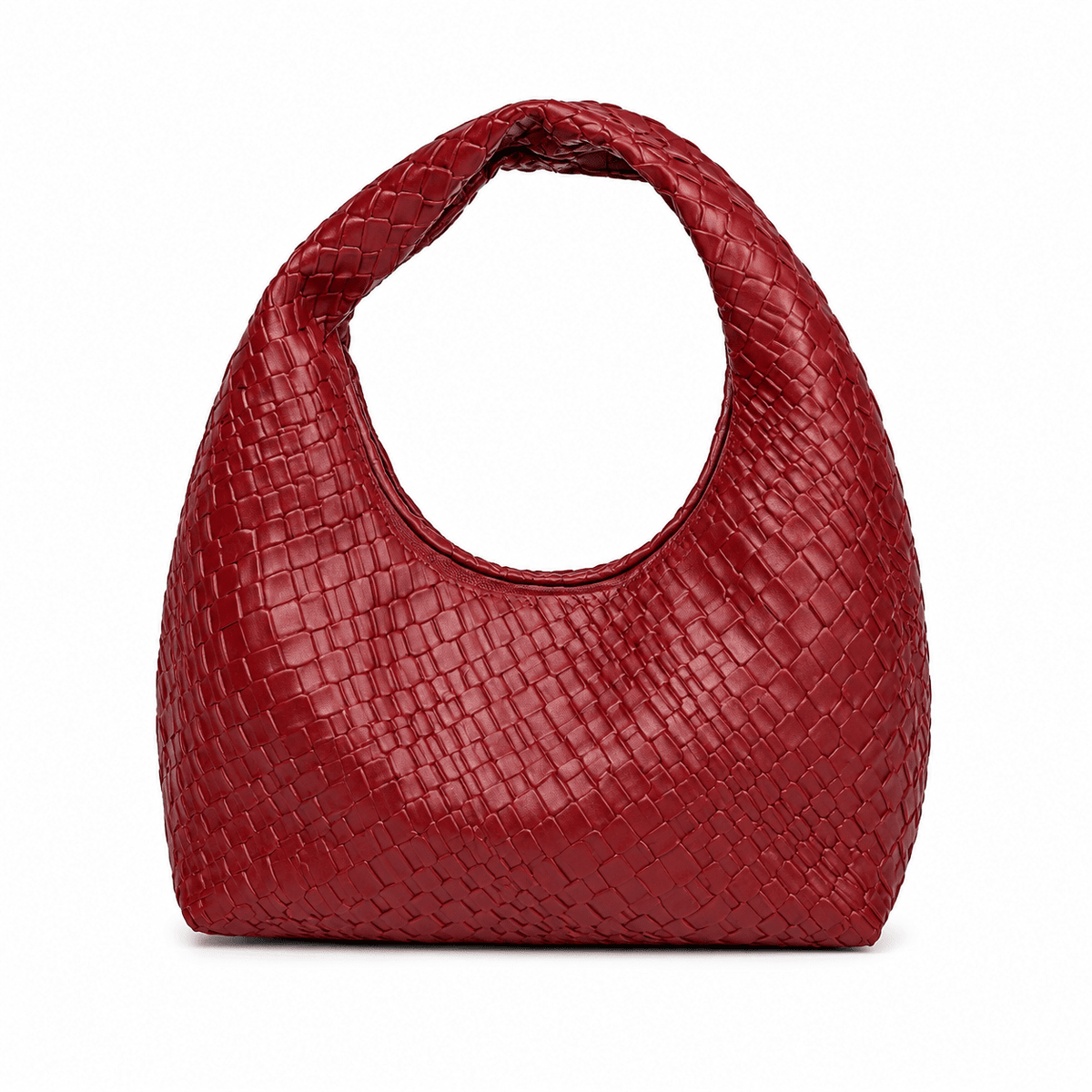 Woven Leather Large Capacity Women's Hobo Bag - Camille Woven Leather Large Capacity Women's Hobo Bag - Camille Red